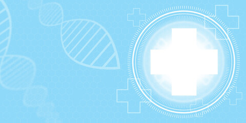 Medical concept background. Gene and Plus Sign with hexagon grid