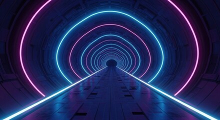 Obraz premium Futuristic Neon Tunnel with Circular Lighting Effects