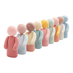Colorful Line of Stylized Human Figurines Representing Diversity and Connection in Modern Design