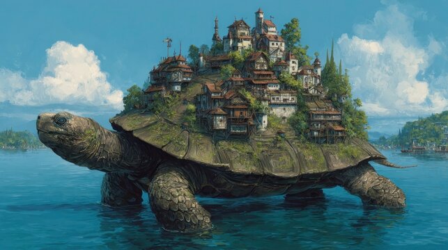 City on turtle back image