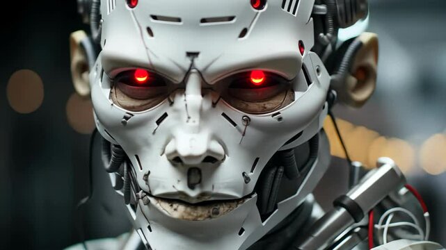 futuristic robot integrating with human body, cybernetic technology and human-machine interface concept of biotech industry of healthcare robotics