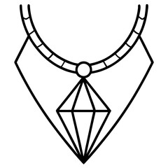 Diamond Necklace line art vector