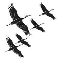 Obraz premium black-silhouette-vector-of-birds-in-flight--white-