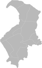 Hatay, Turkey – administrative vector map with district boundaries (Web Mercator projection, PPT-compatible & fully editable)