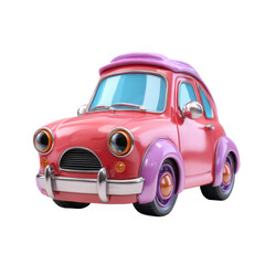 Colorful toy car with a retro design parked on a bright surface during the day