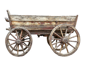 Fototapeta premium Aged wooden cart, side view