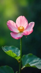 Fototapeta premium A delicate, blossoming flower receives gentle droplets of water, symbolizing the beauty of aid and nourishment , plant, support, colorful