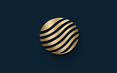 Golden sphere with wave patterns on a dark blue background