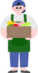 과일상자 안고 있는 총각 남자 사람 과일가게