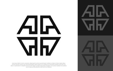letter A A Hexagon initial logo design