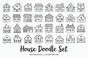 charming doodle house vector pack line art illustration for web and print design