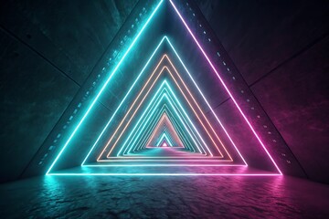 Bright blue glowing stars motion on a dark abstract background with colorful laser lines