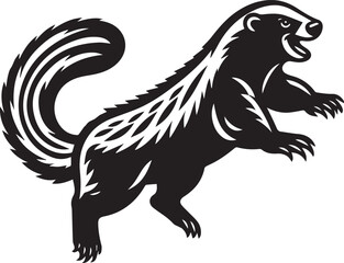 Honey Badger Vector in black and white 