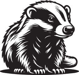 Honey Badger Vector in black and white 