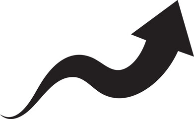 Wavy Upward Arrow Vector Icon in Black on White Background
