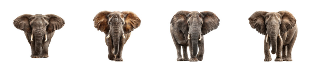 Obraz premium Majestic elephants walking together wildlife sanctuary animal natural habitat front conservation awareness cut out set png