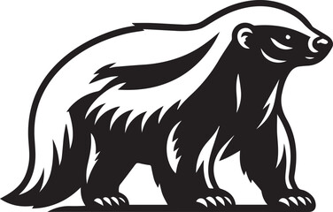 Honey Badger Vector in black and white 