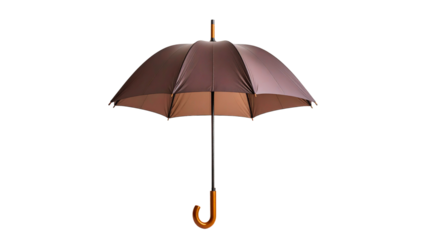 Black umbrella open for rain protection, isolated on a white background