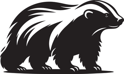 Honey Badger Vector in black and white 