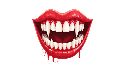 Naklejka premium Red woman's smiling mouth with lipstick isolated on white background