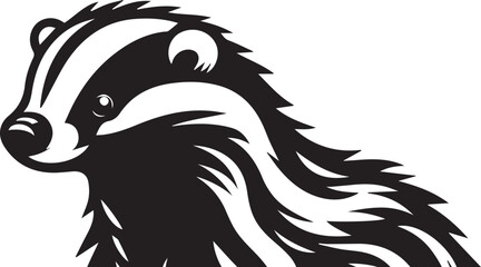Honey Badger Vector in black and white 