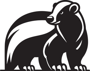 Honey Badger Vector in black and white 