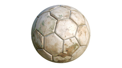 Old worn leather soccer ball isolated on a white background, perfect for sports and game-related themes