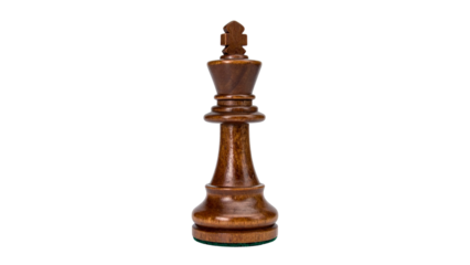 Black wooden chess pieces, including the king, queen, bishop, and pawn, are isolated on a white background, highlighting the strategic game