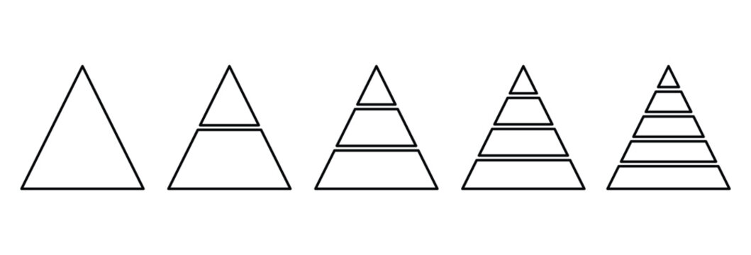 Levels of triangular pyramid line icon. Maslow layer diagram. Triangle pyramid chart. designed for business presentations, charts, educational materials. vector illustration.