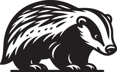 Honey Badger Vector in black and white 