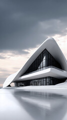 Abstract and modern Architecture, White with black details,