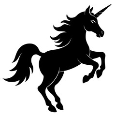 black angry unicorn vector illustration