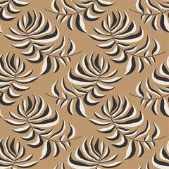Trendy minimalist seamless botanical pattern with abstract creative hand drawn composition
