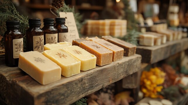 Handmade soaps and essential oils at rustic fall booth