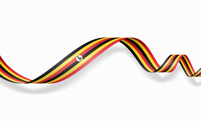Ugandan flag wavy abstract background layout. Vector illustration.
