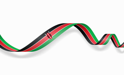 Kenyan flag wavy abstract background layout. Vector illustration.