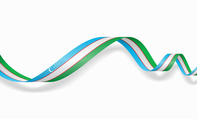 Uzbekistani flag wavy abstract background layout. Vector illustration.
