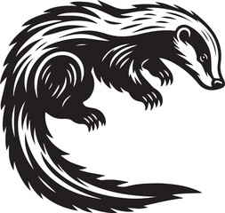 Honey Badger Vector in black and white 