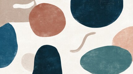 Abstract design featuring colorful shapes and organic forms on a textured background