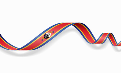 Eswatini flag wavy abstract background layout. Vector illustration.