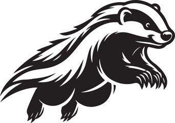 Honey Badger Vector in black and white 