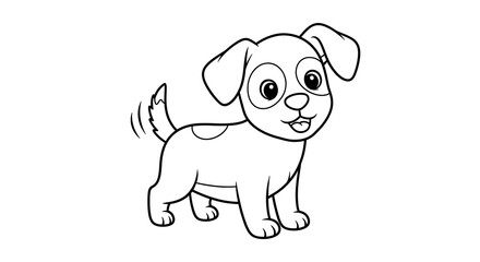 Fototapeta premium Cute cartoon puppy with wagging tail isolated on transparent background