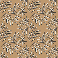 Trendy minimalist seamless botanical pattern with abstract creative hand drawn composition