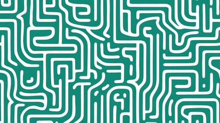 Intricate Aquamarine and White Maze-Like Abstract Pattern Design