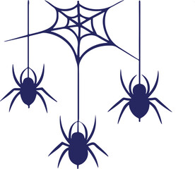 Obraz premium Spider and Web Vector, Halloween Illustration, Creepy Insect Clipart, Horror Silhouette Design, Scary Bug Drawing, Transparent Background