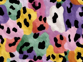 Seamless Leopard Print Pattern in Pastel Colors for Fabric Design