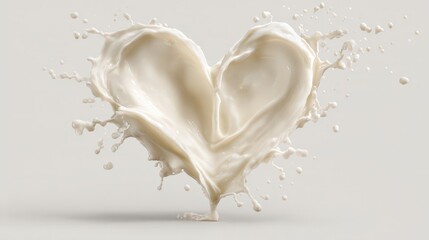 Creative Heart-Shaped Milk Splash Against a White Background