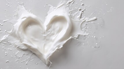 Milk Splash Forming a Heart Shape on a White Background