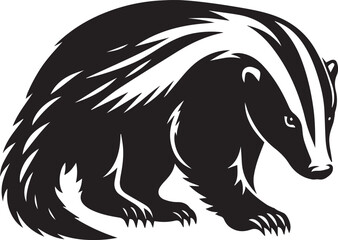 Honey Badger Vector in black and white 