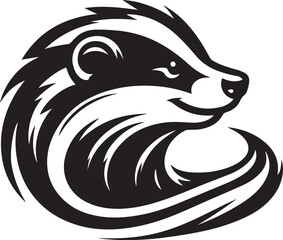 Honey Badger Vector in black and white 